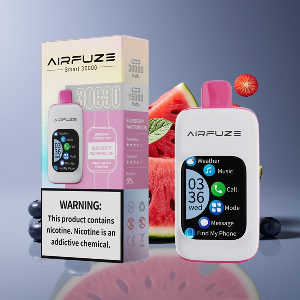 AirFuze Smart 30000 Puffs 5 Nicotine 900mAh TFT Touch Disposable Vape Blueberry Watermelon