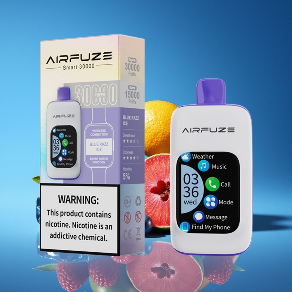 AirFuze Smart 30000 Puffs 5 Nicotine 900mAh Type-C Disposable Vape Blue Raspberry Ice