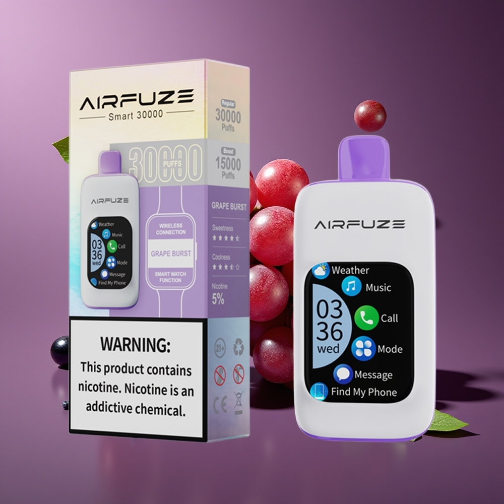 AirFuze Smart 30000 Puffs TFT Touch 5 Nic 900mAh Type-C Grape Burst Disposable Vape