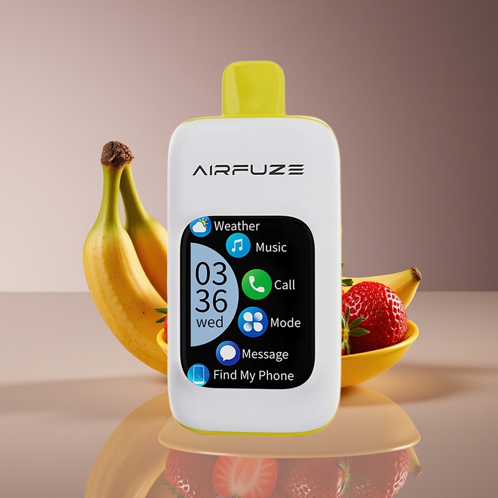 AirFuze Smart Pro 40000 Puffs Rechargeable 20ML Strawberry Banana Vape with Smartphone Integration  3 Modes