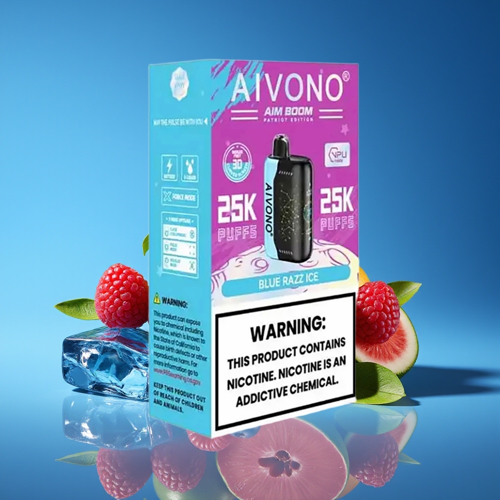 Aivono Aim Boom 25000 Puffs 28ml 650mAh Mesh Coil Blue Razz Ice Disposable Vape