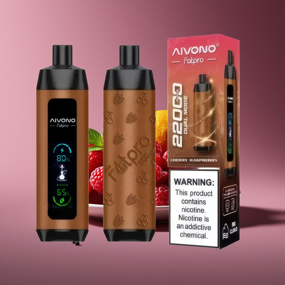Aivono Aim Fatpro 22000 Puffs 28ml Rechargeable Mesh Cherry Raspberry Disposable Vape