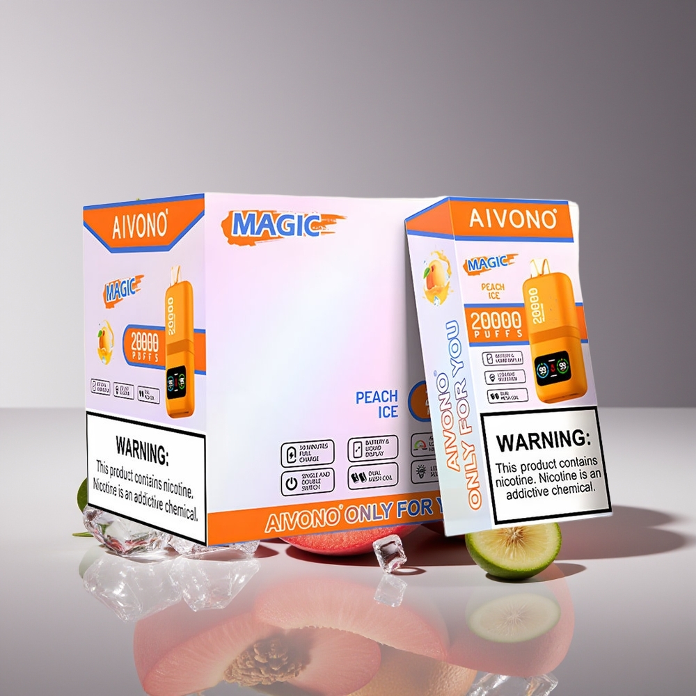 Aivono Aim Magic 20000 Puffs Dual Mesh LCD Peach Ice Rechargeable Disposable Vape