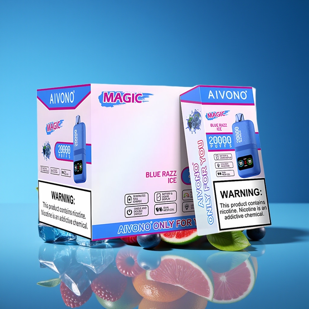 Aivono Aim Magic 20000 Puffs Dual Mesh LCD Rechargeable Blue Razz Ice Disposable Vape