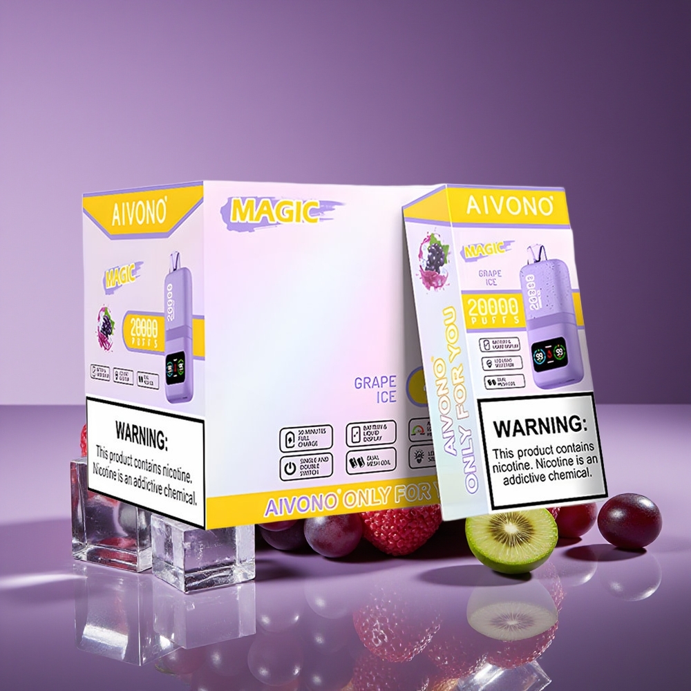 Aivono Aim Magic 20000 Puffs Dual Mesh LCD Rechargeable Grape Ice Disposable Vape