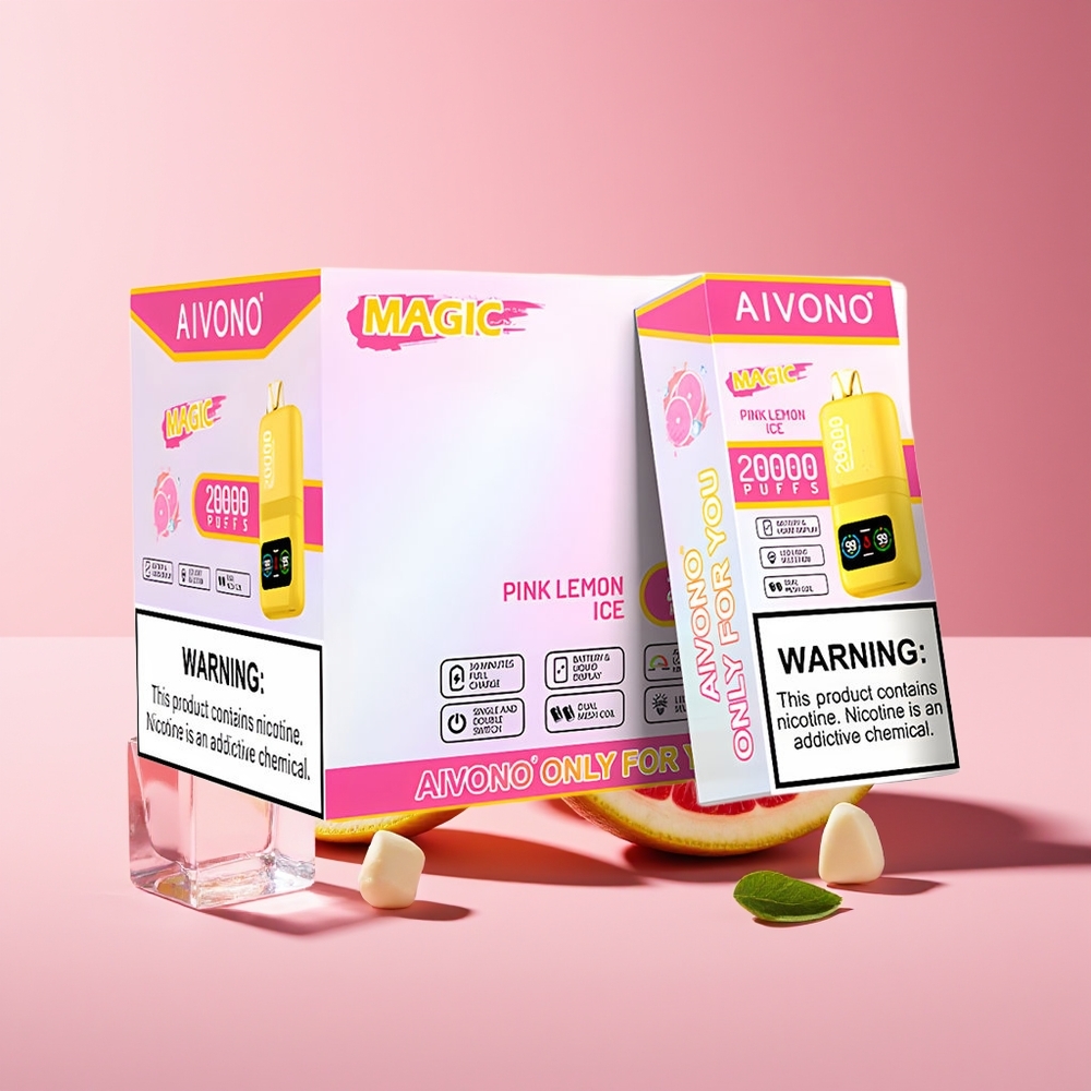 Aivono Aim Magic 20000 Puffs Dual Mesh LCD Rechargeable Pink Lemon Ice Disposable Vape