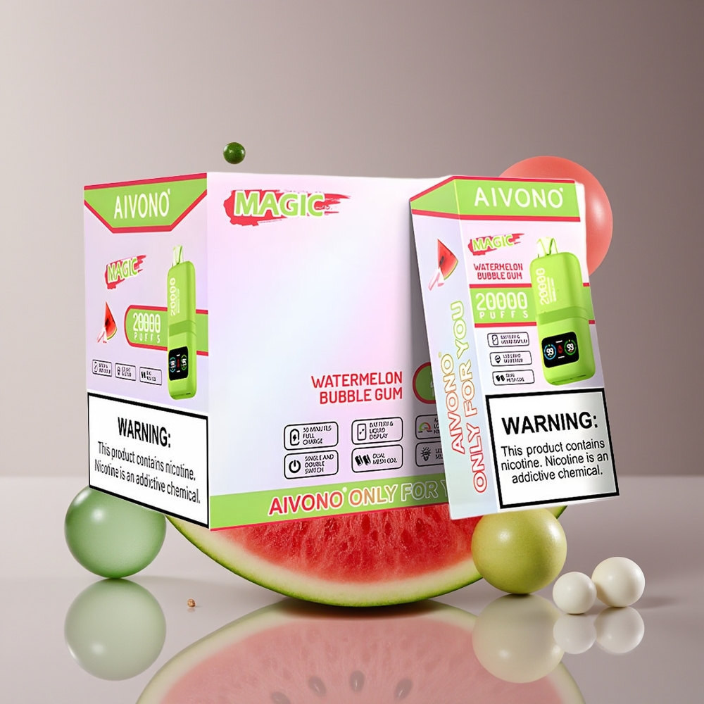 Aivono Aim Magic 20000 Puffs Dual Mesh LCD Rechargeable Watermelon Bubble Gum Disposable Vape