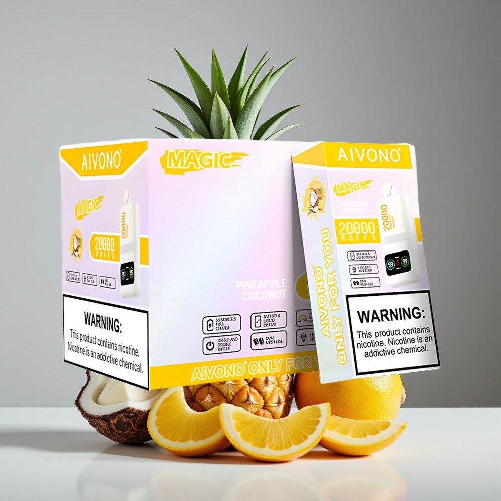 Aivono Aim Magic 20000 Puffs Rechargeable LCD Dual Mesh Pineapple Coconut Disposable Vape