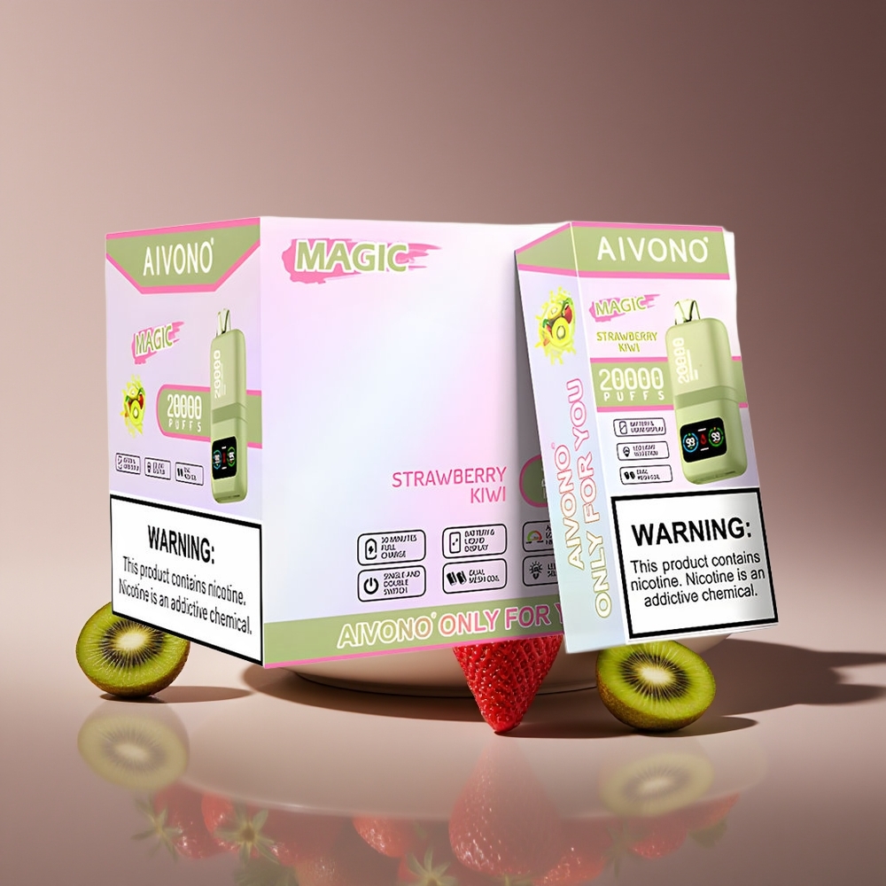 Aivono Aim Magic 20000 Puffs Rechargeable LCD Dual Mesh Strawberry Kiwi Disposable Vape