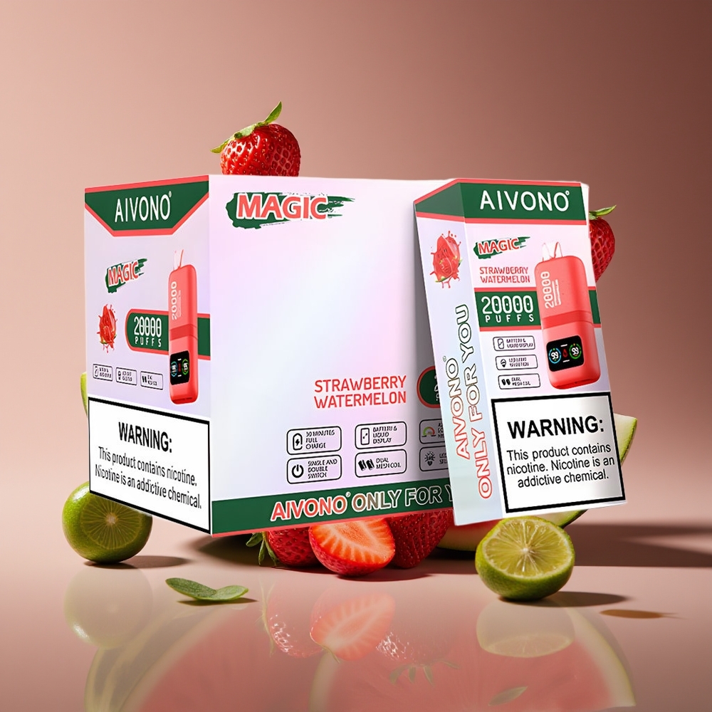 Aivono Aim Magic 20000 Puffs Strawberry Watermelon 26ml Dual Mesh LCD Type-C Rechargeable