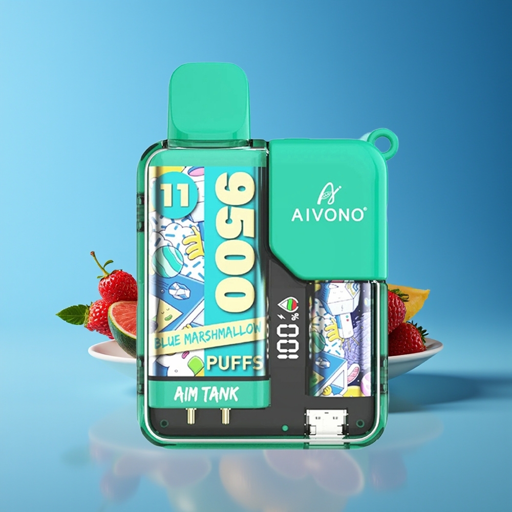 Aivono Aim-Tank 9500 Puffs 18mL 650mAh LCD Mesh Coil Blue Marshmallow Disposable Vape