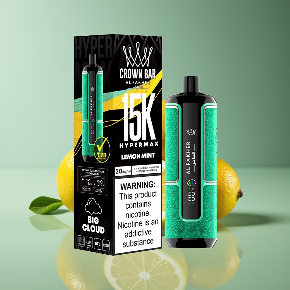 Al Fakher Crown Bar 15K Hypermax 22mL 600mAh DTL 6mg Disposable Vape Lemon Mint