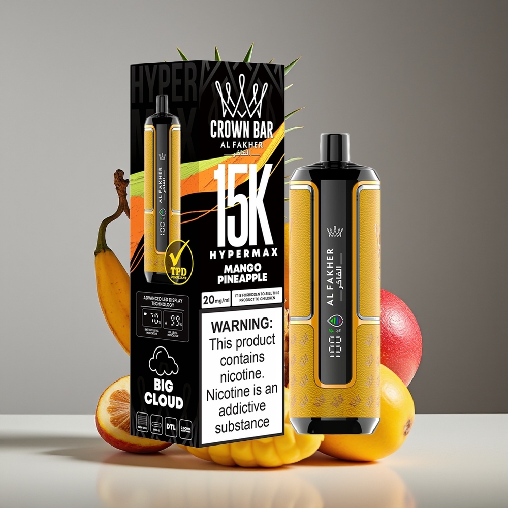 Al Fakher Crown Bar 15K Hypermax 22ml 600mAh DTL Mango Pineapple Disposable Vape