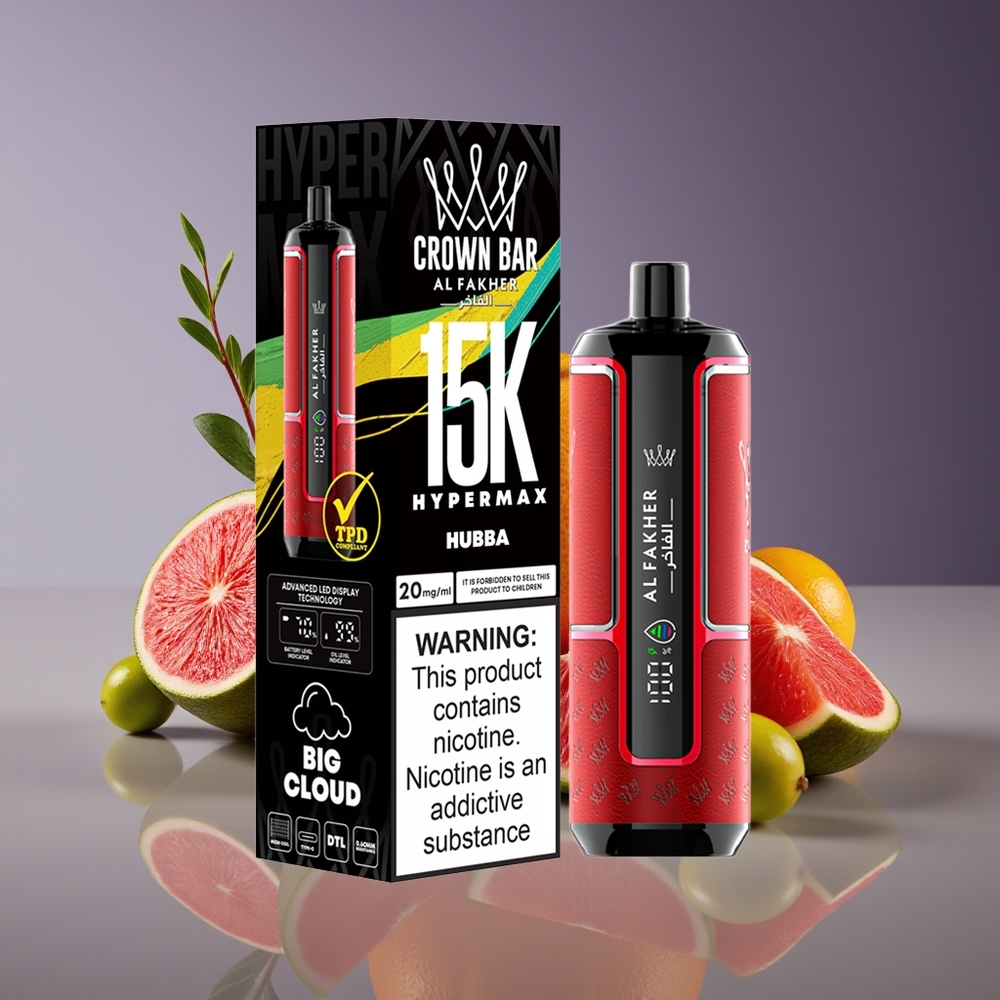 Al Fakher Crown Bar 15K Hypermax 22ml 600mAh Type-C DTL 6mg Compact Disposable Vape