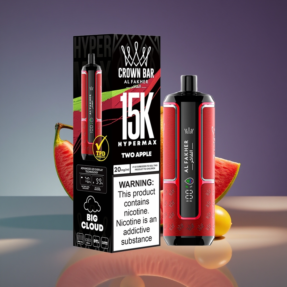 Al Fakher Crown Bar 15K Hypermax 22ml 600mAh Type-C DTL Two Apple Disposable Vape