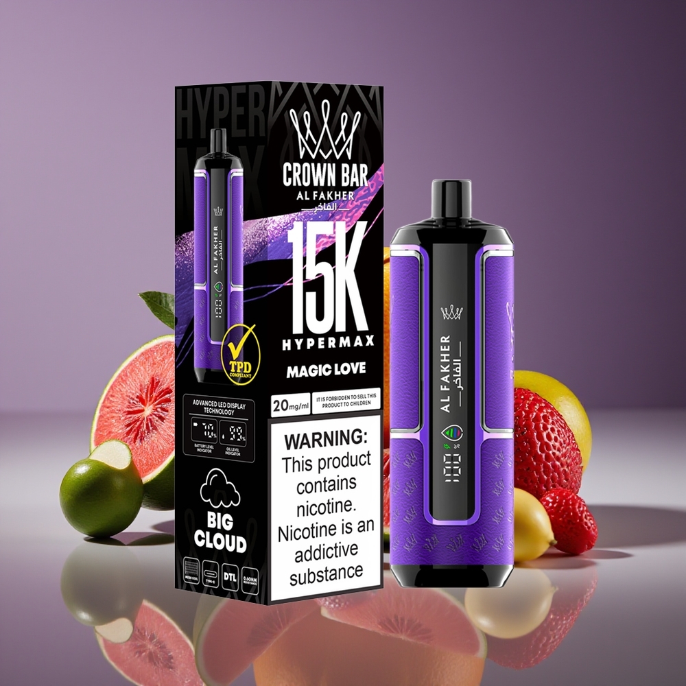 Al Fakher Crown Bar 15K Hypermax 22ml DTL 6mg Magic Love Disposable Vape Kit