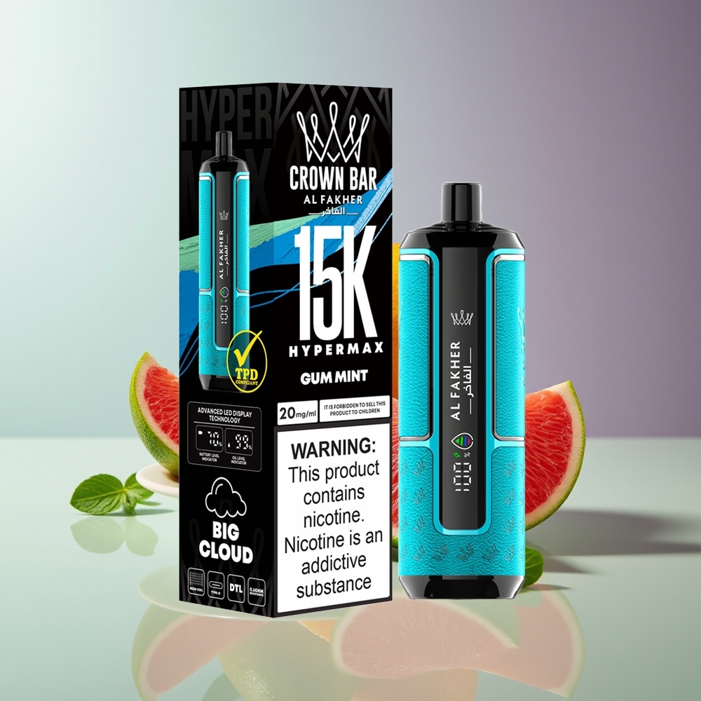 Al Fakher Crown Bar 15K Hypermax Disposable Vape 22ml 600mAh Type-C Gum Mint