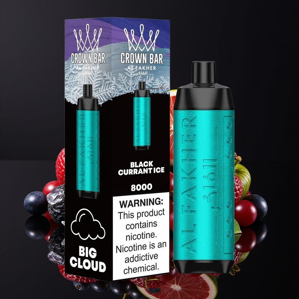 Al Fakher Crown Bar 8000 Crystal 18ml 5mg 8000 Puffs USB-C Black Currant Ice Disposable Vape