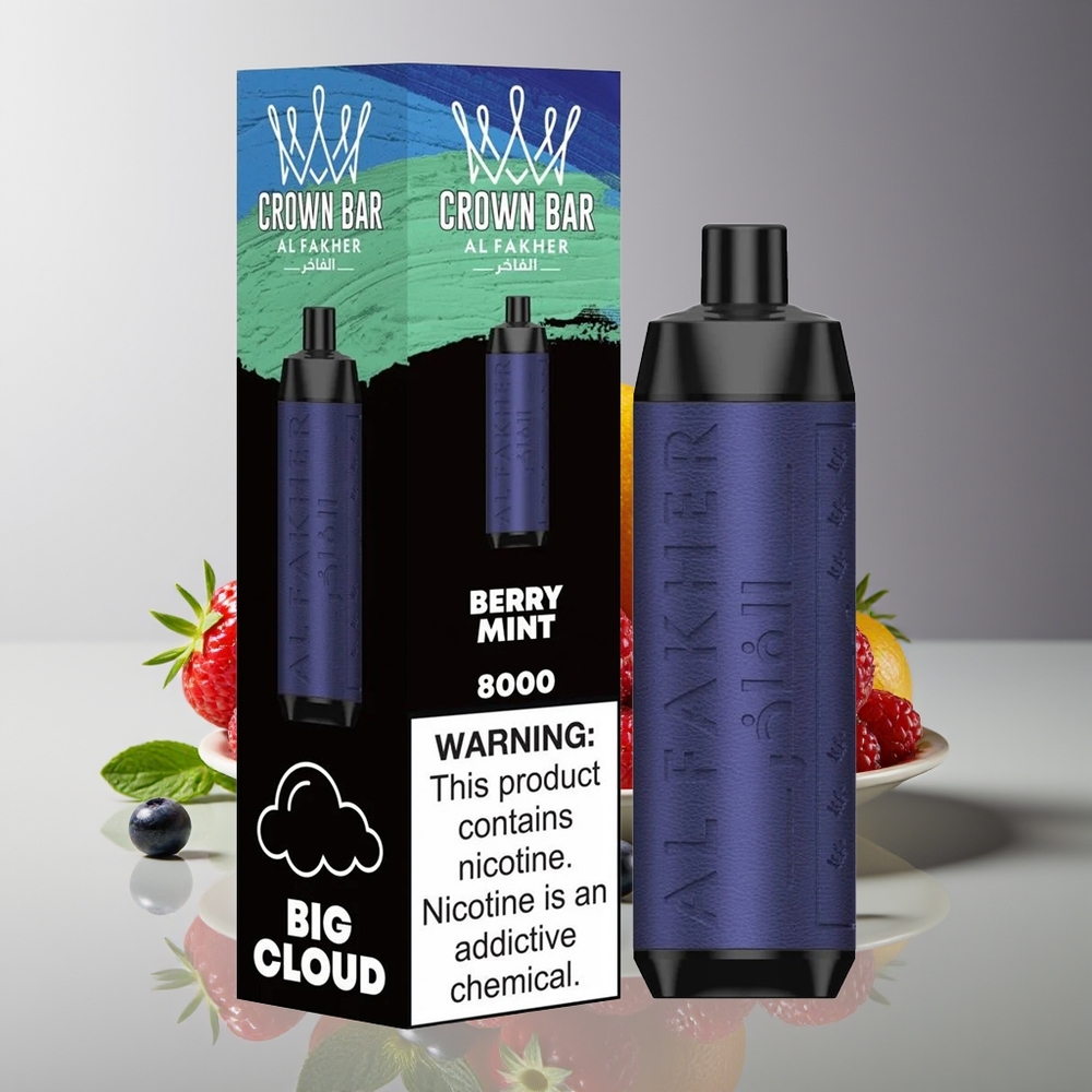 Al Fakher Crown Bar 8000 Crystal 18ml 5mg Berry Mint Disposable Vape 600mAh USB-C