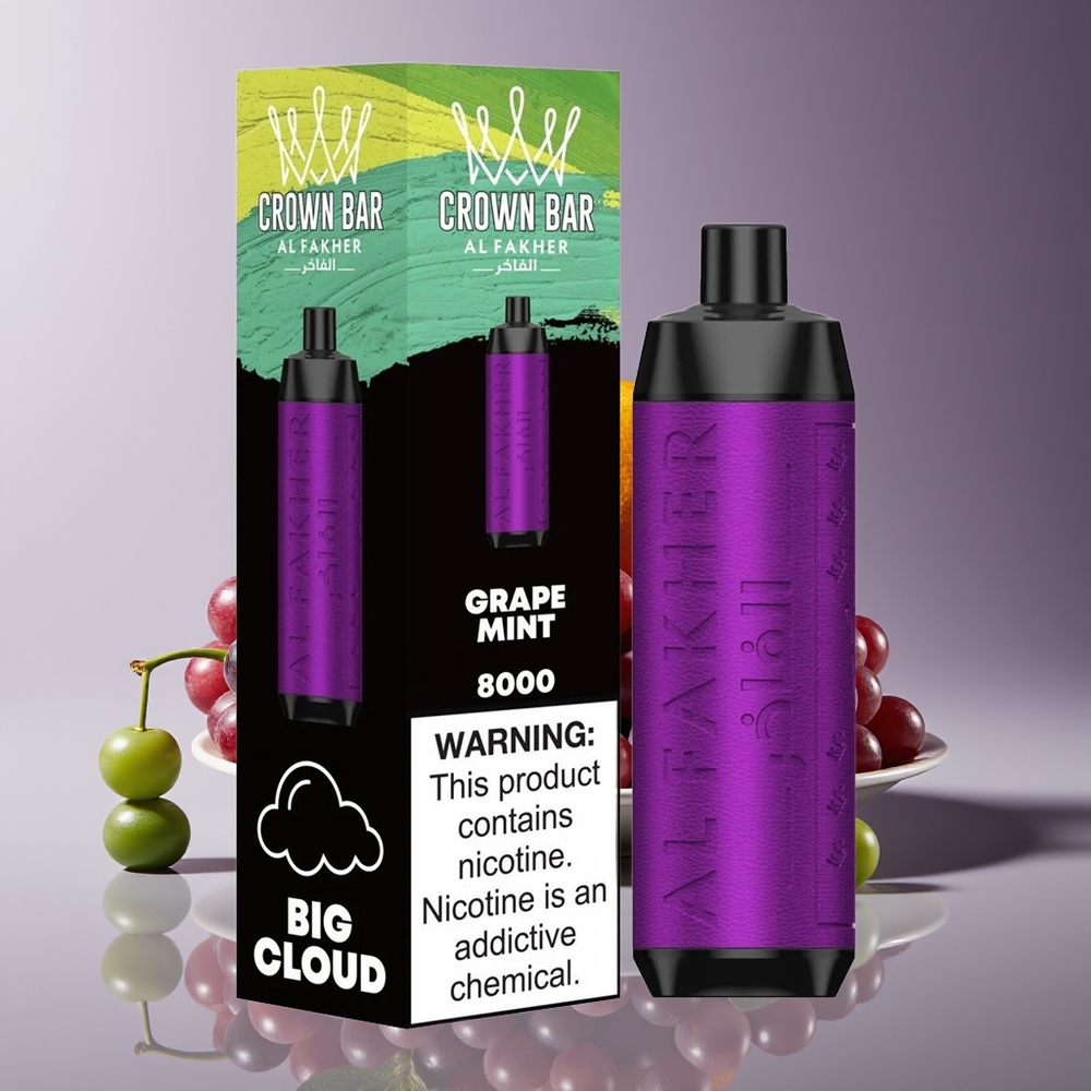 Al Fakher Crown Bar 8000 Crystal 18ml 5mg Grape Mint Disposable Vape