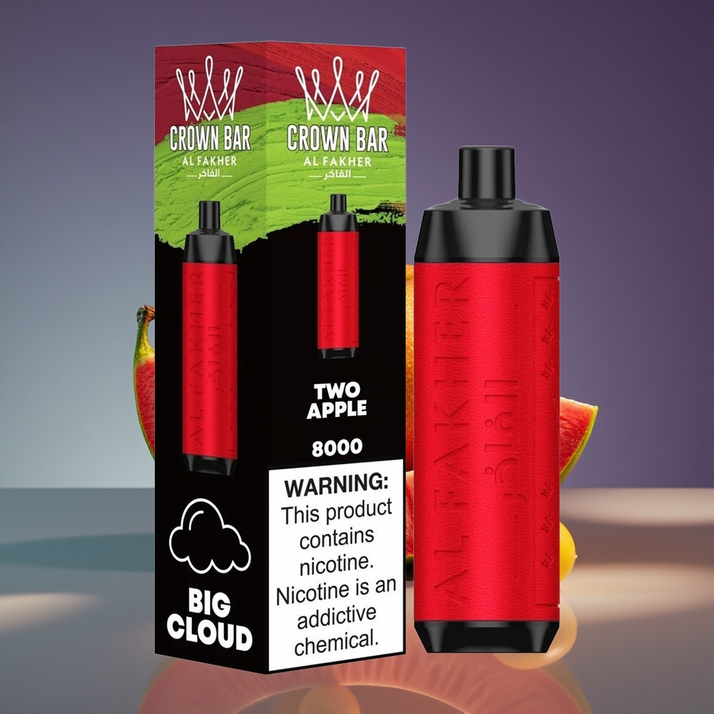 Al Fakher Crown Bar 8000 Crystal 18ml 5mg Two Apple Disposable Vape 600mAh USB-C 06ohm