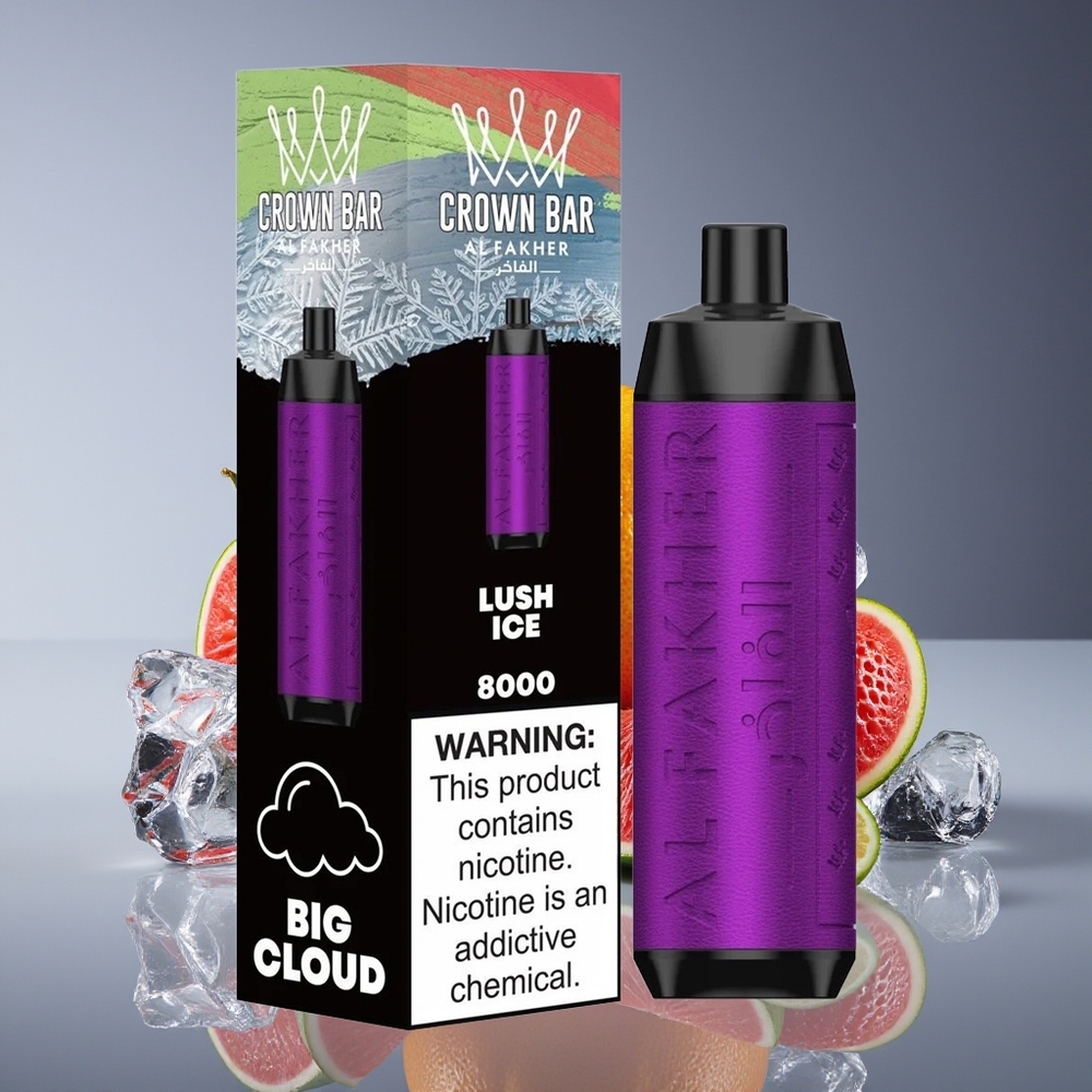 Al Fakher Crown Bar 8000 Crystal Disposable Vape 18mL 5mg Ice Lush USB-C 600mAh