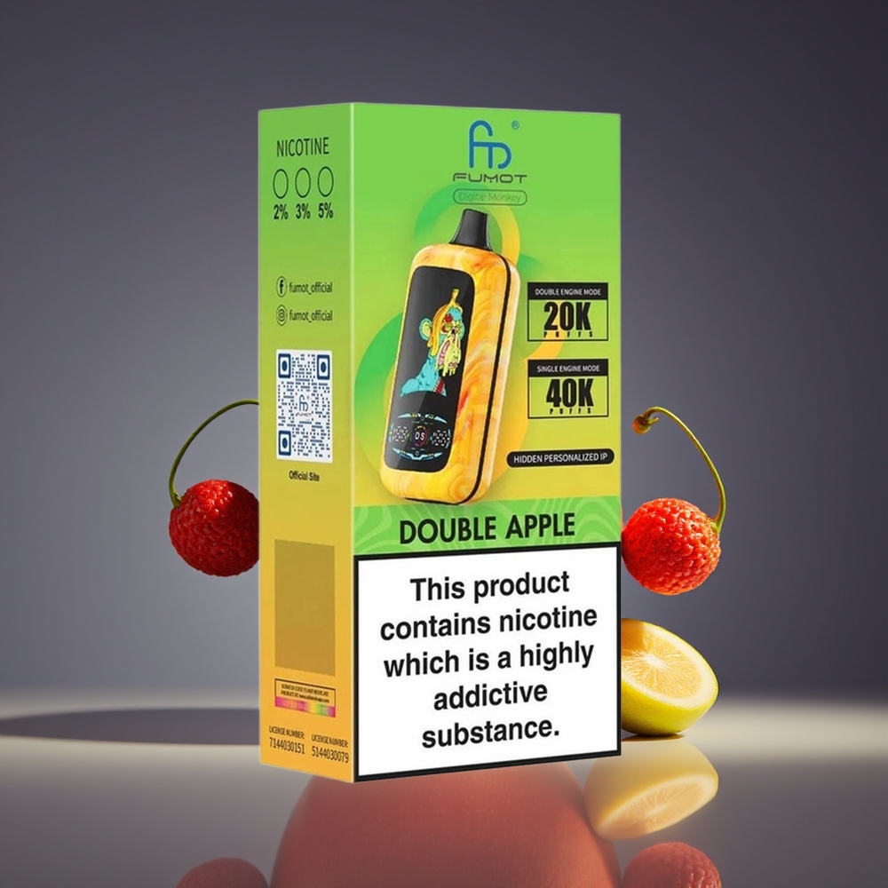 Fumot Digital Monkey 20000/40000 Puffs Dual Mesh Coil Disposable Vape Double Apple