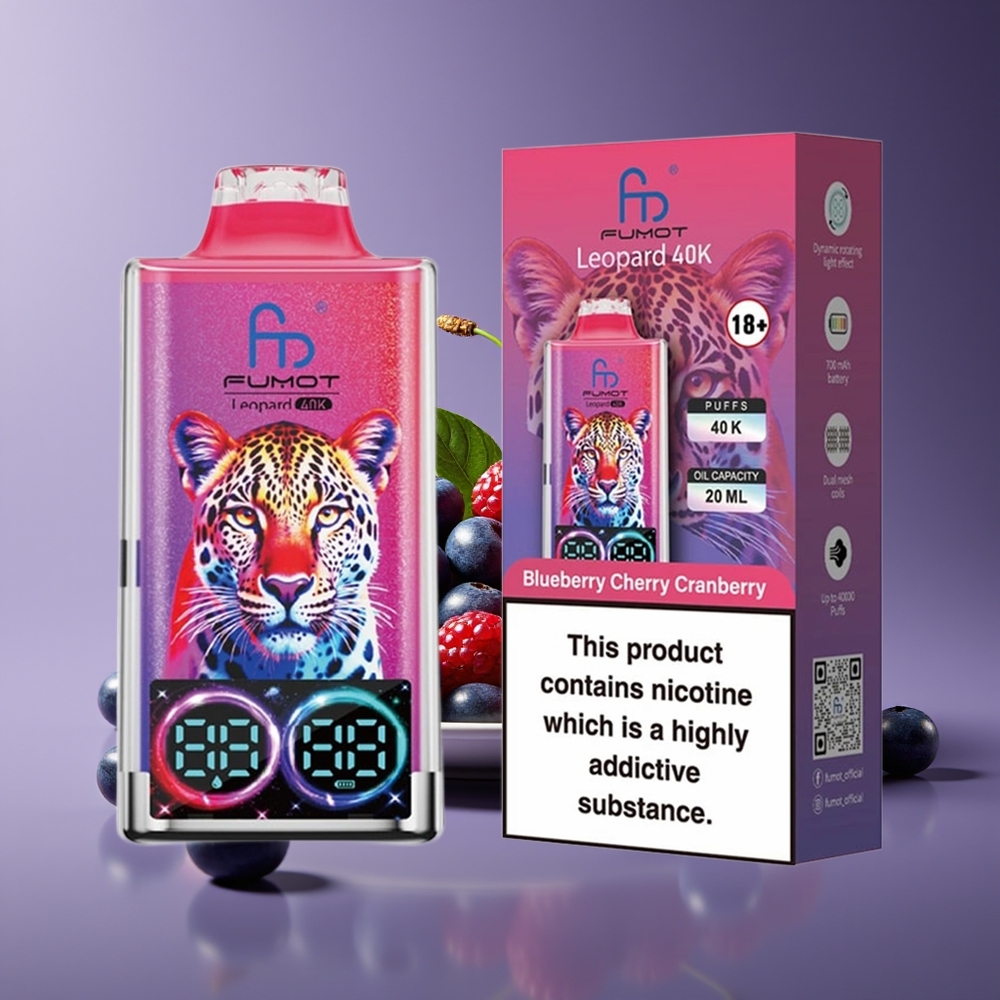 Fumot Leopard 40K Puffs Dual Mesh 700mAh Type-C Blueberry Cherry Cranberry Disposable Vape