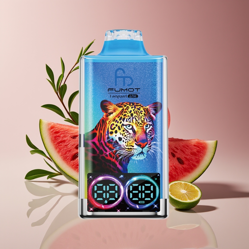Fumot Leopard 40K Puffs Dual Mesh Disposable Vape Watermelon Bubblegum 700mAh Type-C Digital Display