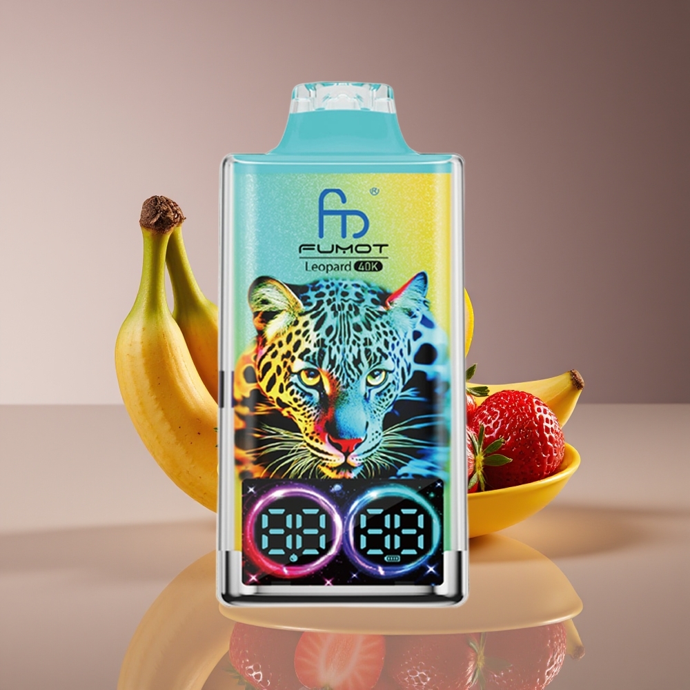 Fumot Leopard 40K Puffs Dual Mesh Strawberry Banana Disposable Vape with Type-C  Digital Display