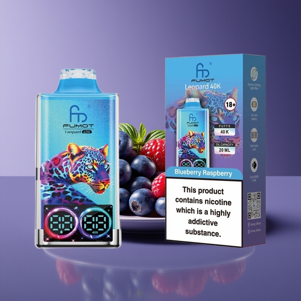 Fumot Leopard 40K Puffs Dual Mesh Type-C 700mAh Digital Display Disposable Vape Blueberry Raspberry