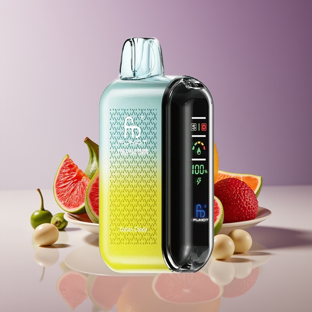Fumot Tornado 20000 Puffs Cotton Candy Disposable Vape with Dual Mesh Coil  Smart Display
