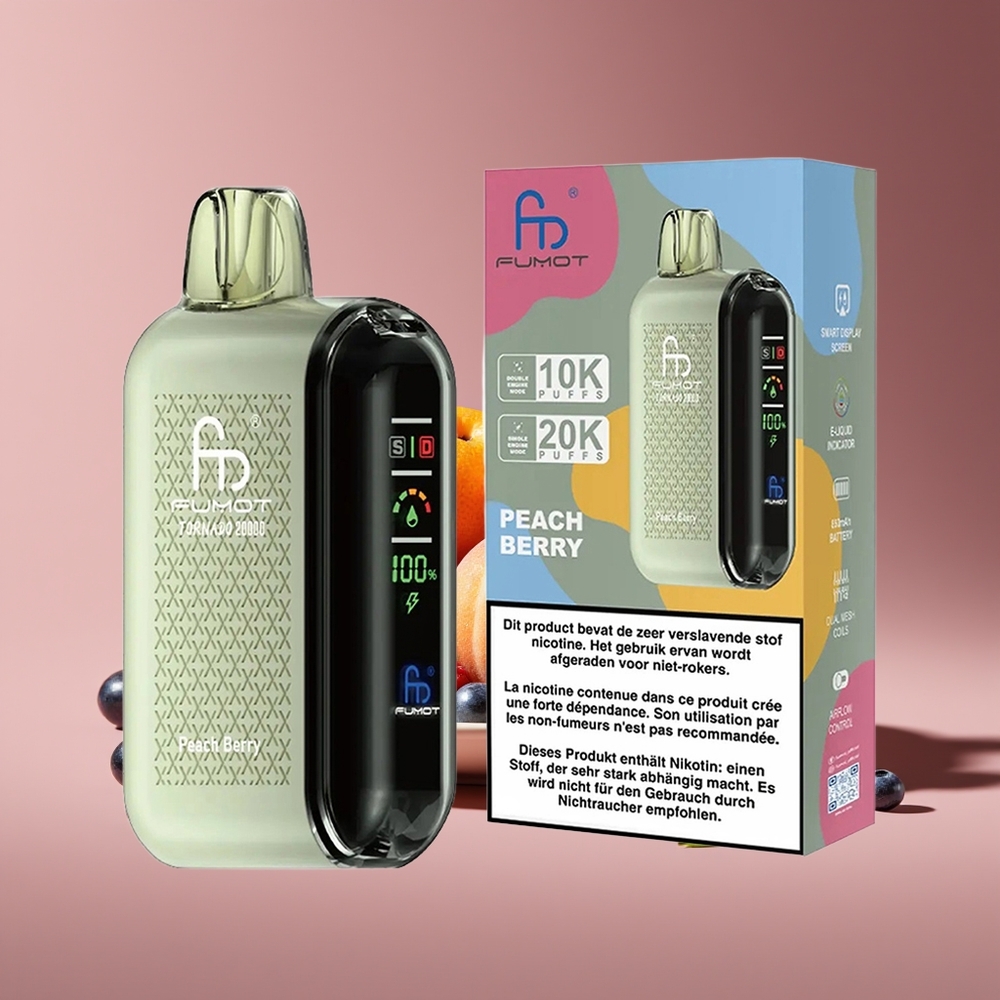 Fumot Tornado 20000 Puffs Dual Mesh 20ml Peach Berry Disposable Vape