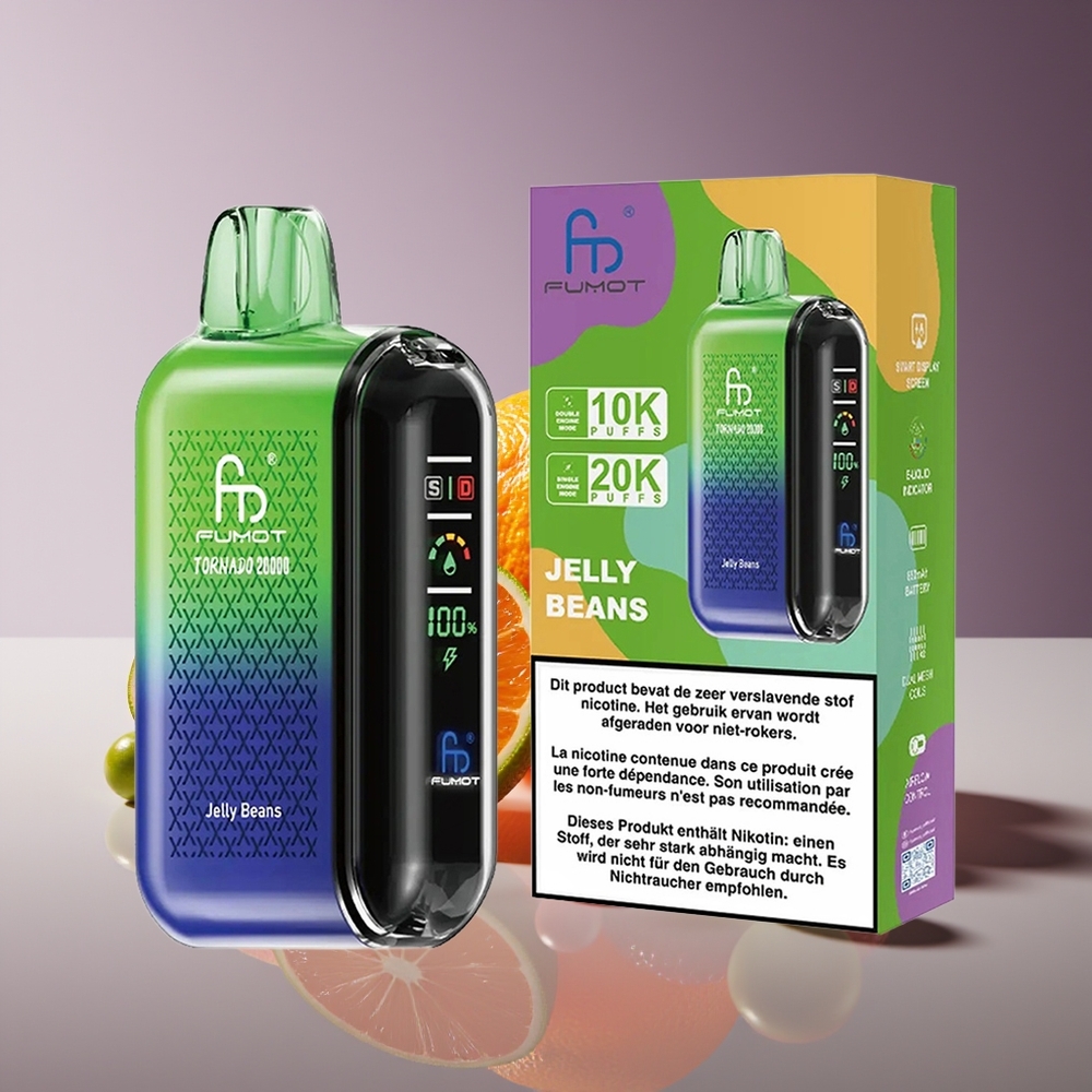 Fumot Tornado 20000 Puffs Dual Mesh 20ml Rechargeable Airflow Control Jelly Beans