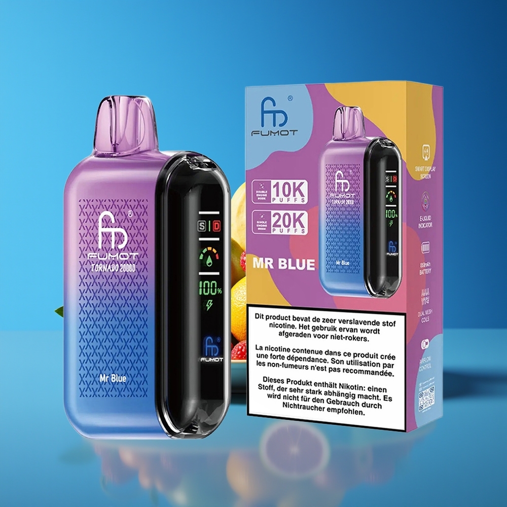 Fumot Tornado 20000 Puffs Dual Mesh 20ml Rechargeable Airflow Mr Blue