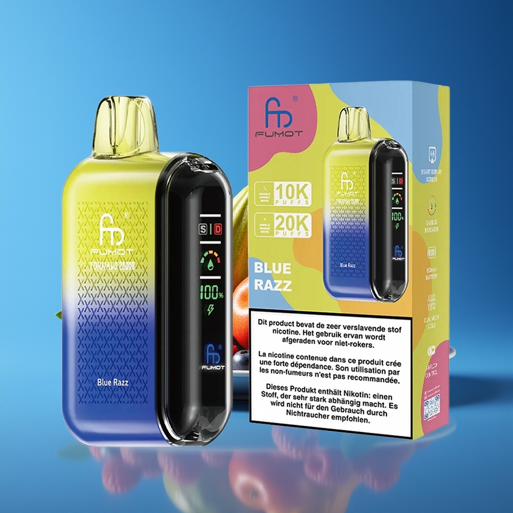 Fumot Tornado 20000 Puffs Dual Mesh 20ml Rechargeable Blue Razz Disposable Vape