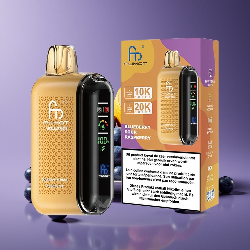 Fumot Tornado 20000 Puffs Dual Mesh 20ml Rechargeable Blueberry Sour Raspberry