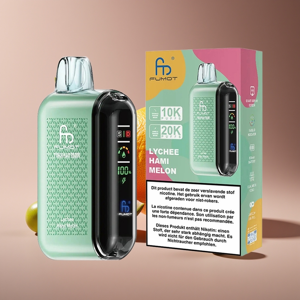 Fumot Tornado 20000 Puffs Dual Mesh 20ml Rechargeable Lychee Hami Melon Disposable Vape