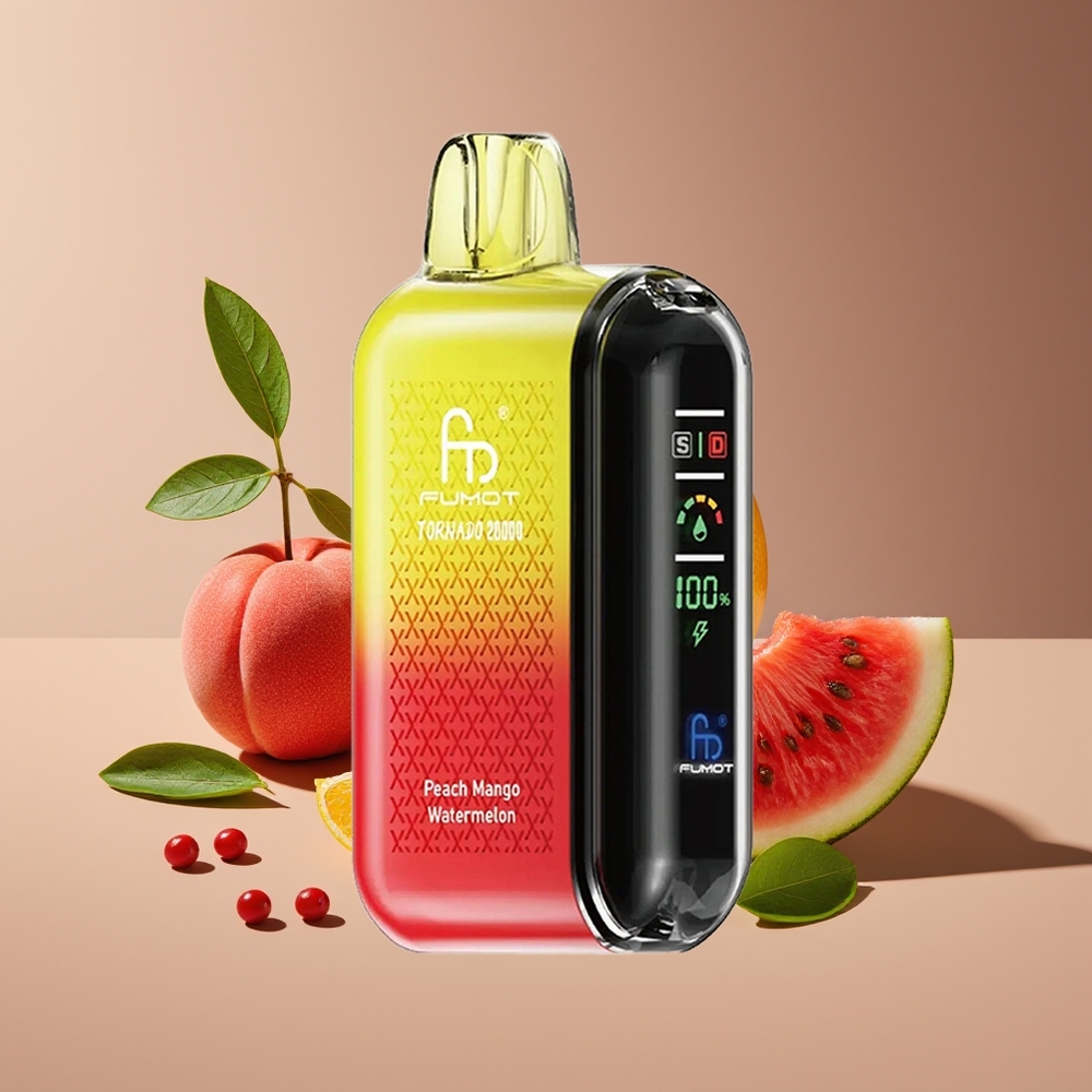 Fumot Tornado 20000 Puffs Dual Mesh 20ml Rechargeable Peach Mango Watermelon