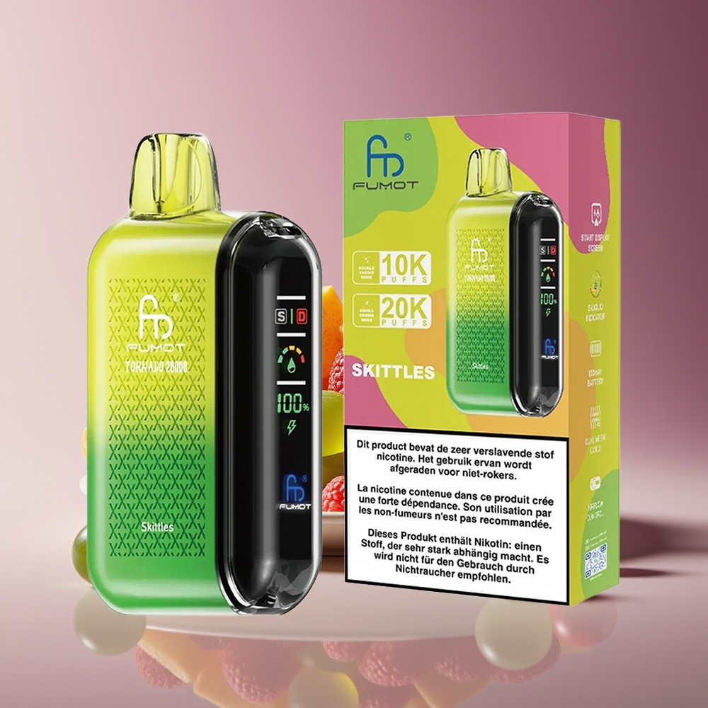 Fumot Tornado 20000 Puffs Dual Mesh 20ml Rechargeable Skittles Disposable Vape