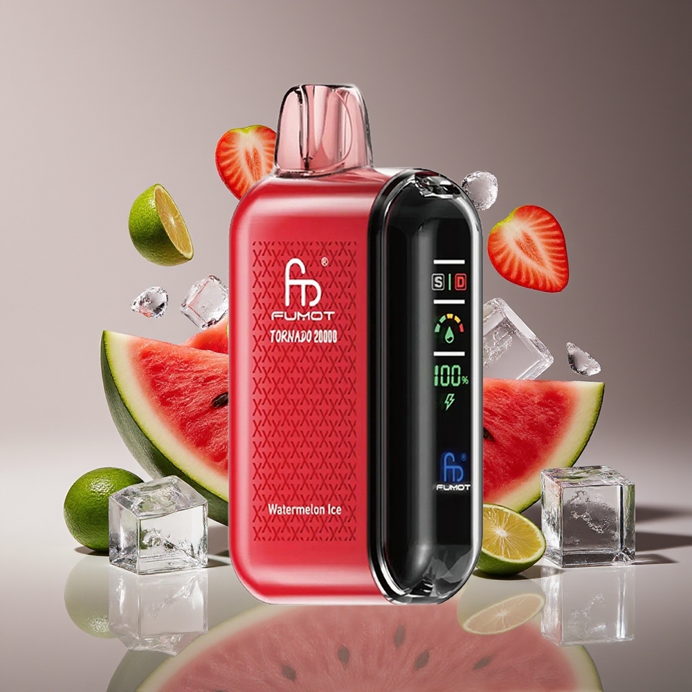 Fumot Tornado 20000 Puffs Dual Mesh 20ml Watermelon Ice Rechargeable Display