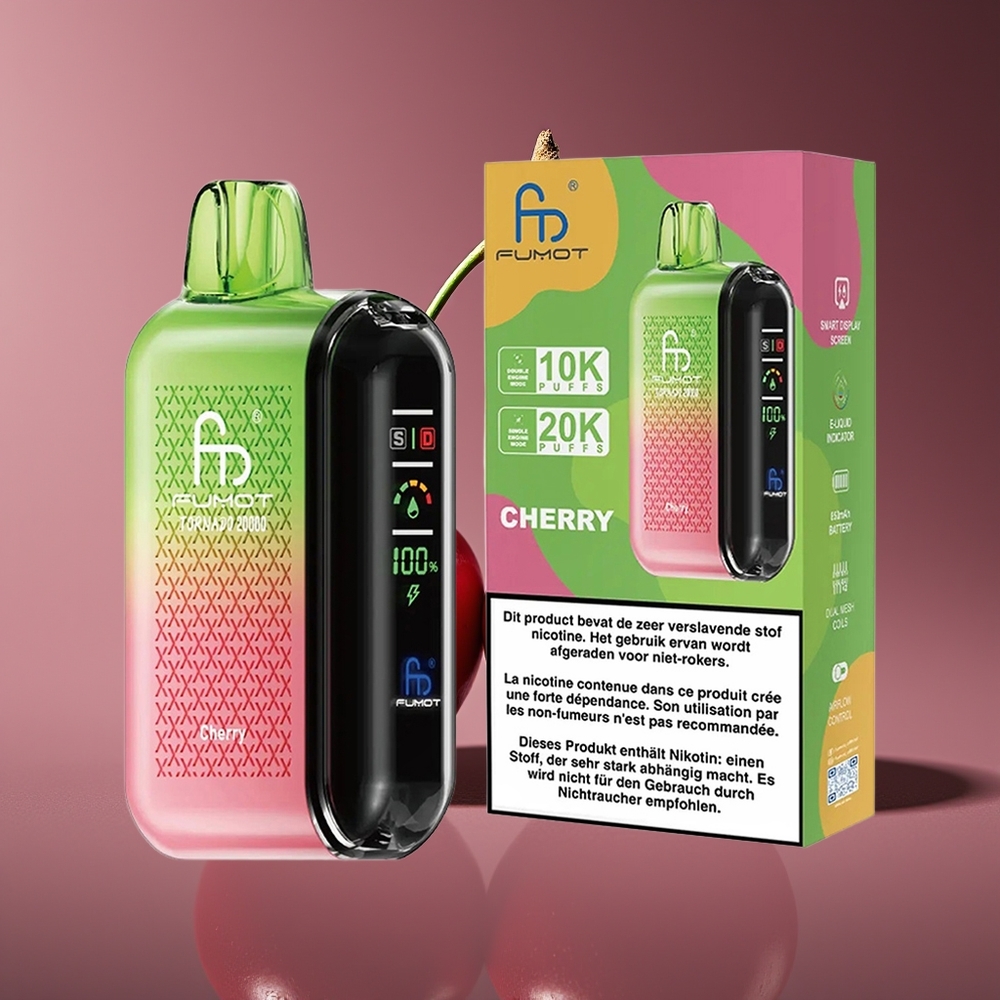 Fumot Tornado 20000 Puffs Dual Mesh Rechargeable Cherry Disposable Vape