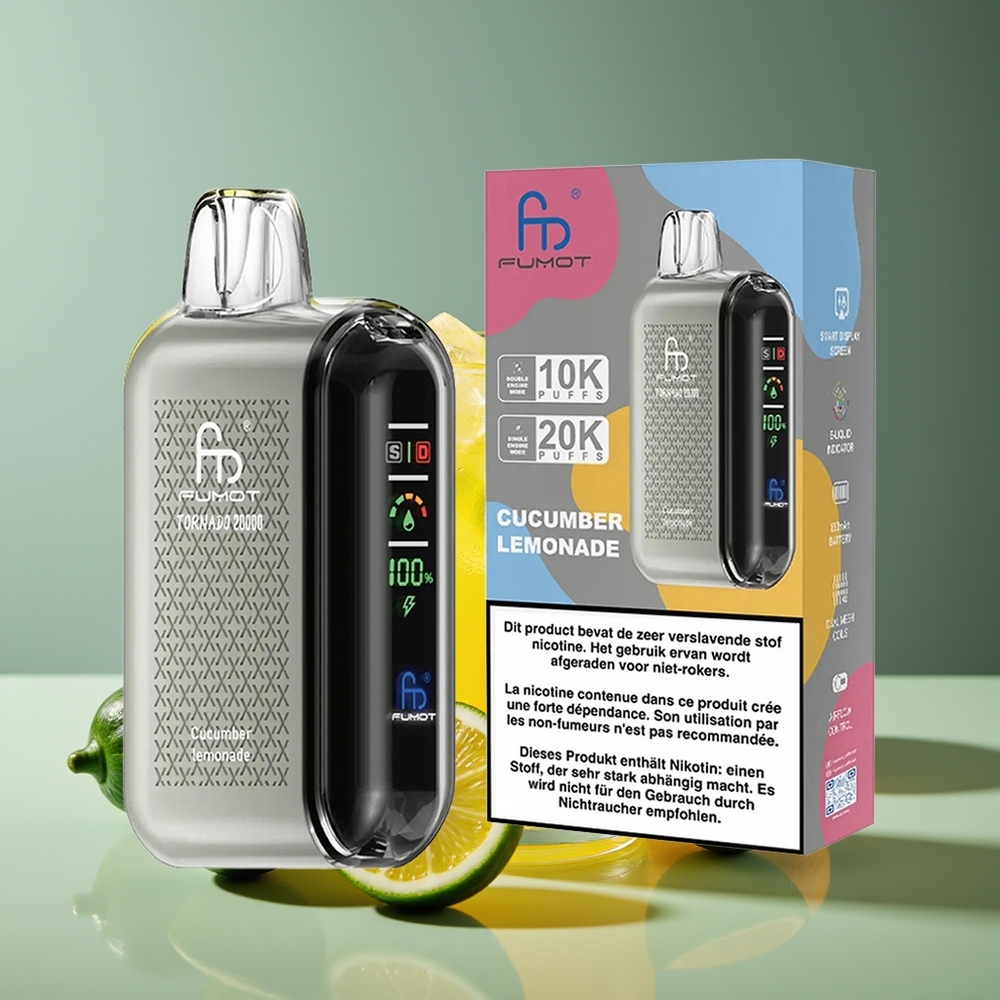 Fumot Tornado 20000 Puffs Dual Mesh Rechargeable Cucumber Lemonade Disposable Vape
