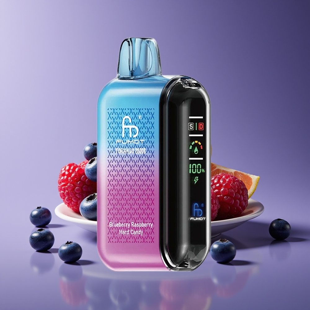 Fumot Tornado 20000 Puffs Dual Mesh Smart Display Blueberry Raspberry Hard Candy