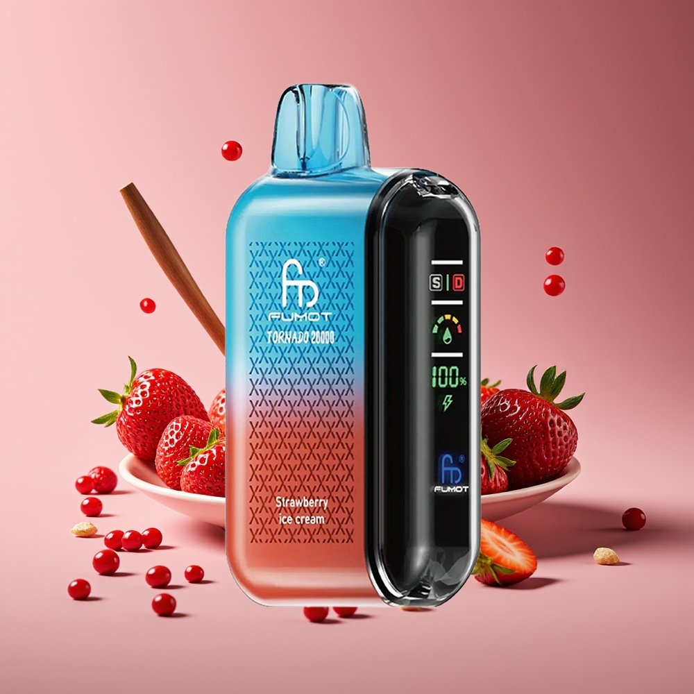 Fumot Tornado 20000 Puffs Strawberry Ice Cream Dual Mesh Smart Display Airflow
