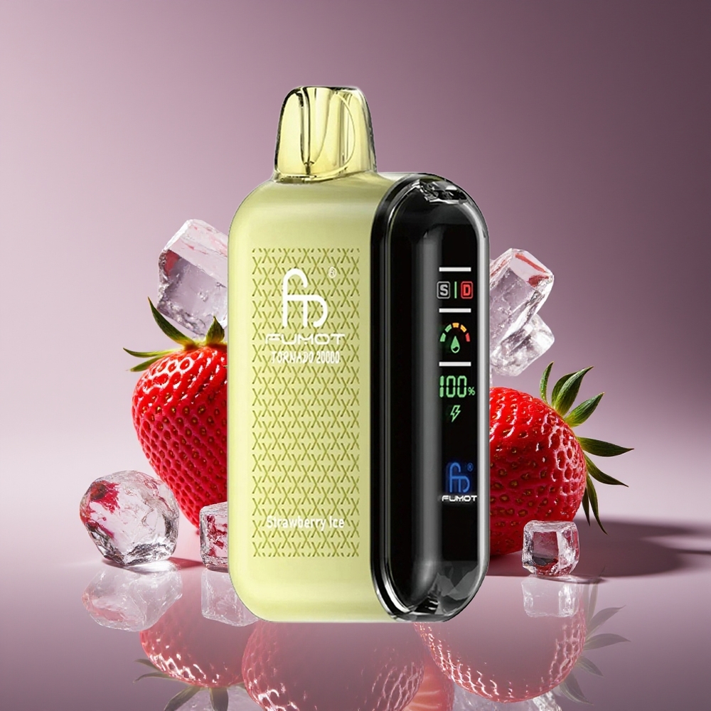 Fumot Tornado 20000 Puffs Strawberry Ice Dual Mesh 20ml Rechargeable Display