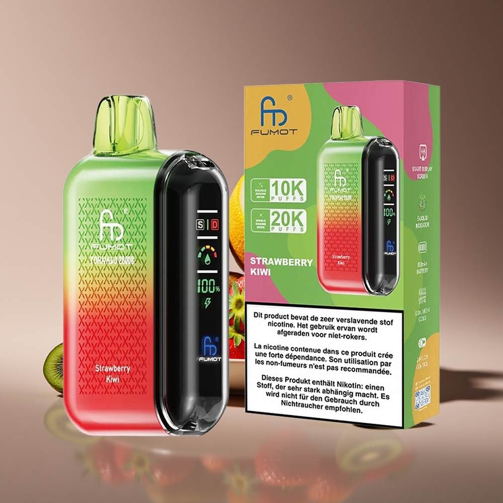 Fumot Tornado 20000 Puffs Strawberry Kiwi Dual Mesh 20ml Smart Display 850mAh