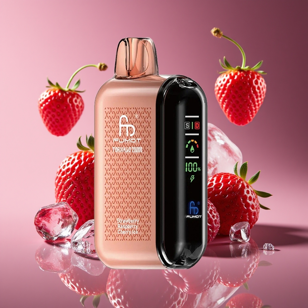 Fumot Tornado 20000 Puffs Strawberry Raspberry Cherry Ice Dual Mesh 20ml 850mAh Rechargeable