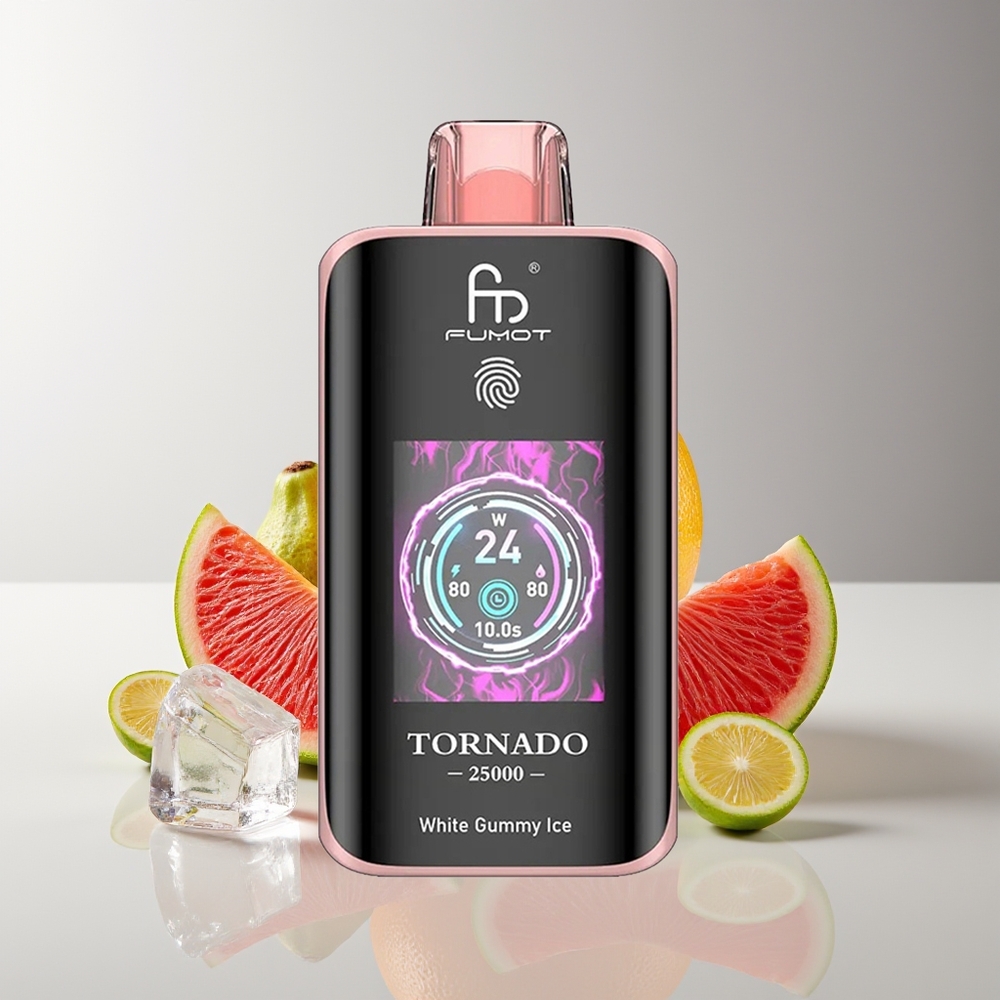 Fumot Tornado 25000 Puffs HD Screen 700mAh 20ml Rechargeable White Gummy Ice