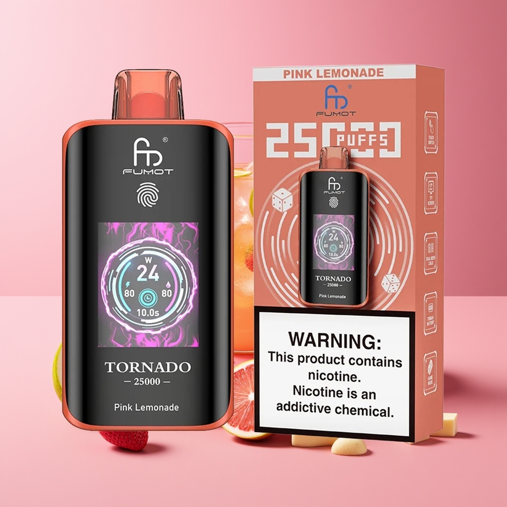 Fumot Tornado 25000 Puffs HD Screen 700mAh Rechargeable 20ml Pink Lemonade